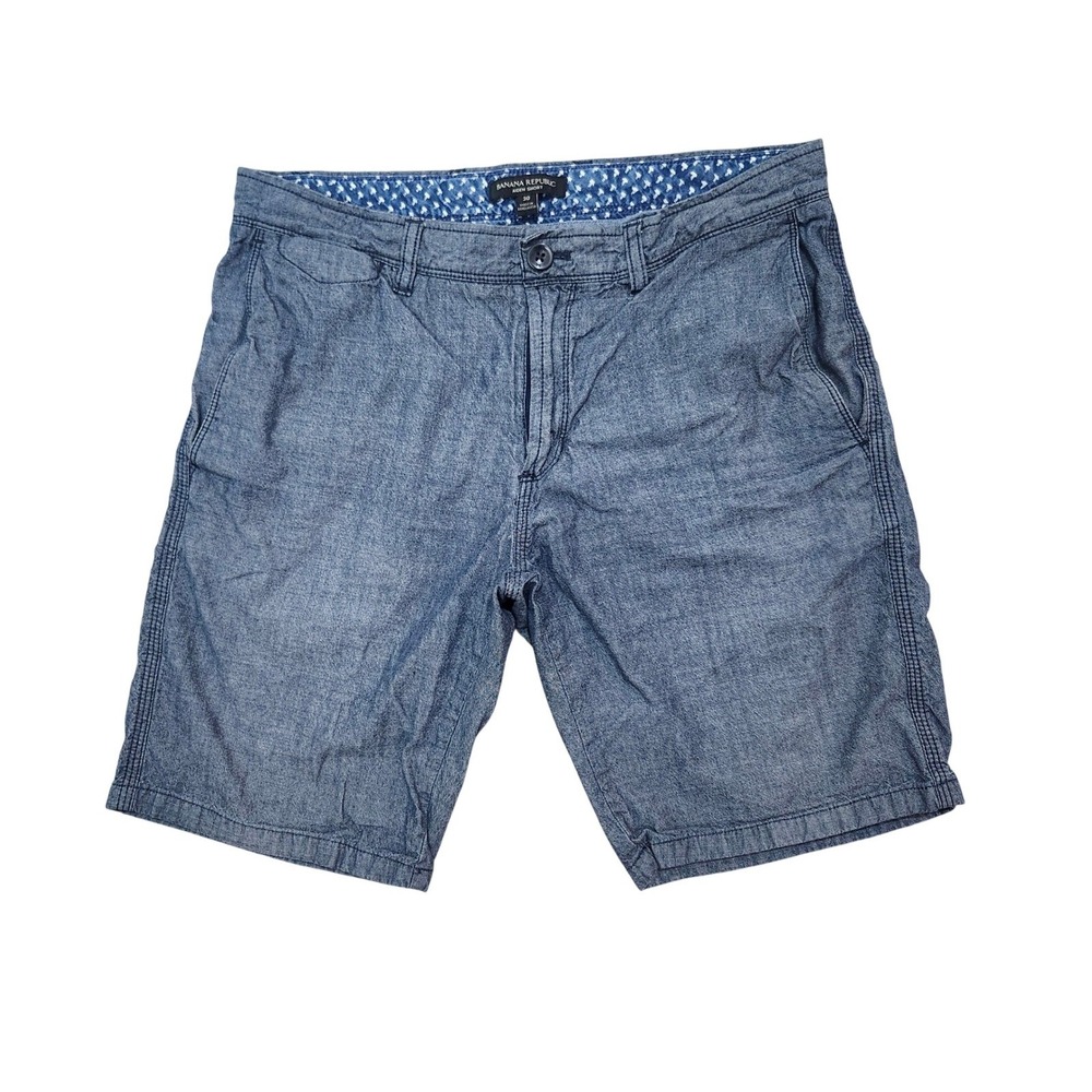Banana Republic‎ Aiden Shorts Chambray Blue Flat Front Size 30